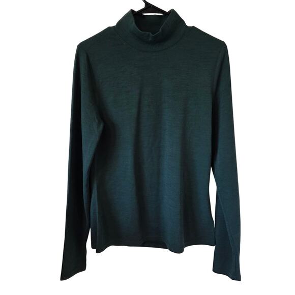 Wicked Wool Womens  Mock Neck Turtleneck Baselayer Top Size Large Green - Picture 1 of 4